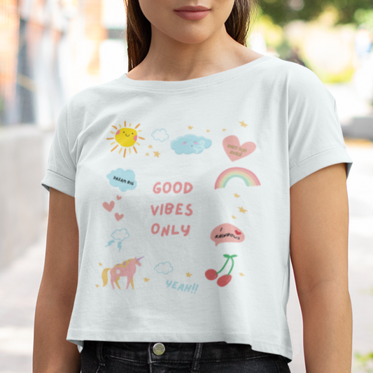 Good Vibes Only Women's Cropped T-Shirt - Say Something Swag