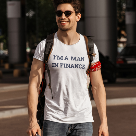 im a man in finance t-shirt mockup